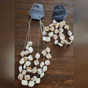NWT Shell Necklace and Bracelet Set - Cream